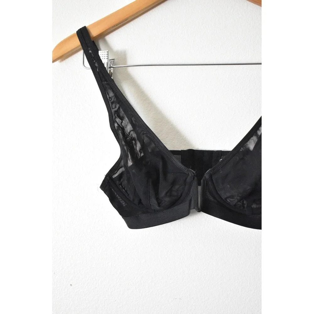 Sheer Mesh Bra Women S Black Modern Lace Underwire Intimates - Picture 3 of 6